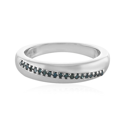 Blauer I3 Diamant-Silberring