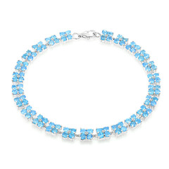 Neonblauer Apatit-Silberarmband