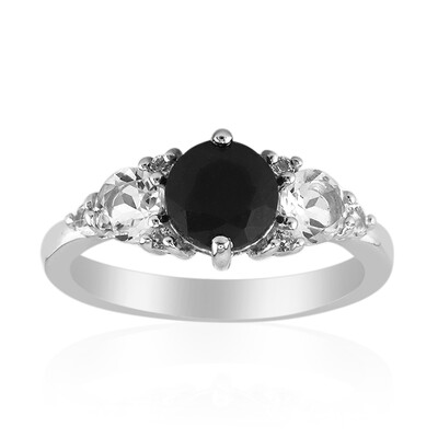 Schwarzer Saphir-Silberring