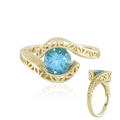 Schweizblauer Topas-Goldring (Ornaments by de Melo)