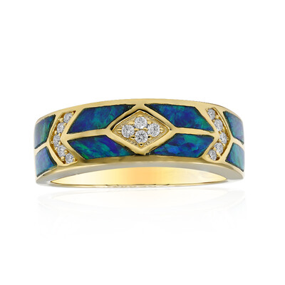 Lightning Ridge-Schwarzer Opal-Goldring (CIRARI)