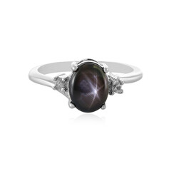 Schwarzer Stern-Saphir-Silberring