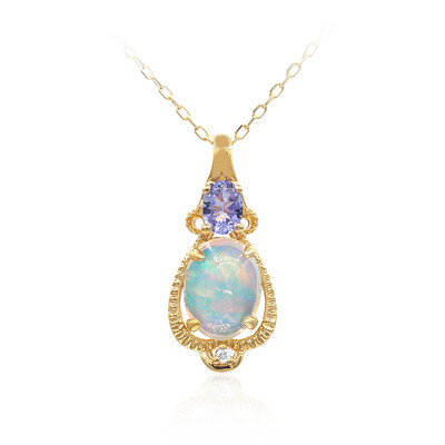 Lightning Ridge-Schwarzer Opal-Goldhalskette