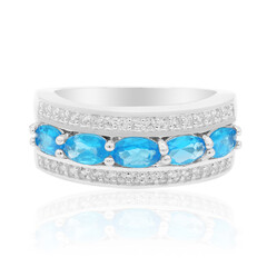 Neonblauer Apatit-Silberring