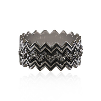 Schwarzer Diamant-Silberring