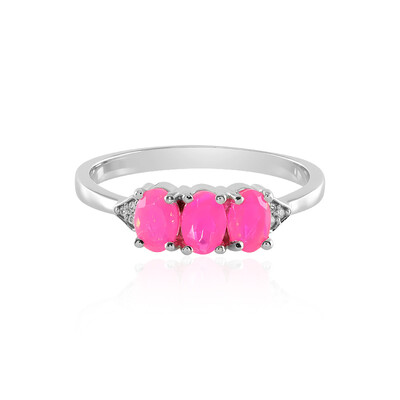 Äthiopischer Pinkfarbener Opal-Silberring