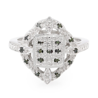 Smaragdgrüner Diamant-Silberring