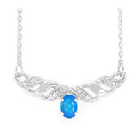 Neonblauer Apatit-Silbercollier