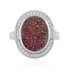 Pinkfarbener Glitzer-Achat-Silberring