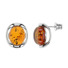 Baltischer Cognac-Bernstein-Silberohrringe