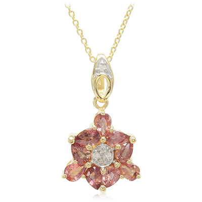 Nicht erhitzter Padparadscha-Saphir-Goldhalskette