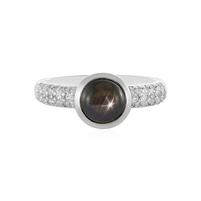 Schwarzer Stern-Saphir-Silberring