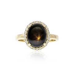 Schwarzer Stern-Saphir-Goldring