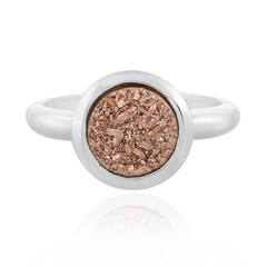 Kupferfarbener Glitzer-Achat-Silberring