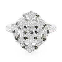 Smaragdgrüner Diamant-Silberring