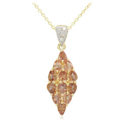 Nicht erhitzter Padparadscha-Saphir-Goldhalskette
