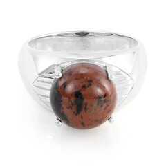 Mahagoni-Obsidian-Herren-Silberring