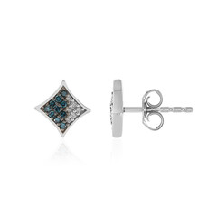 Blauer I2 Diamant-Silberohrringe
