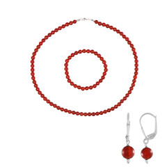 Roter Onyx-Silberset