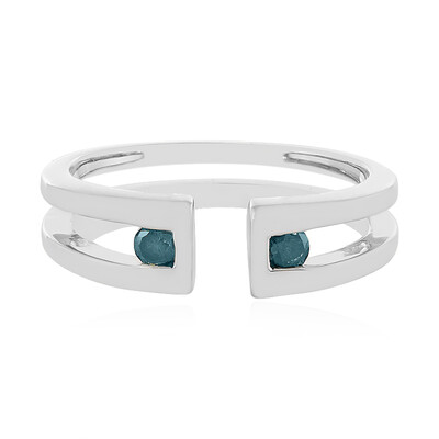 Blauer I3 Diamant-Silberring
