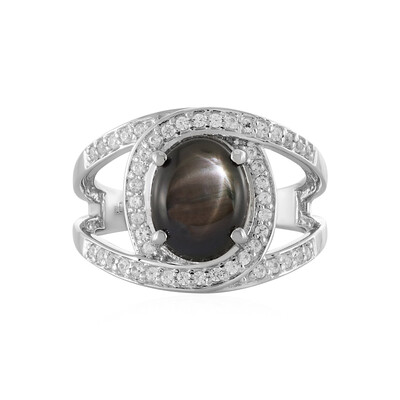 Schwarzer Stern-Saphir-Silberring