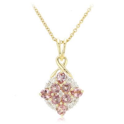 Nicht erhitzter Padparadscha-Saphir-Goldhalskette (AMAYANI)