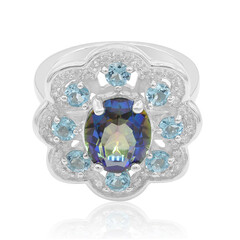 Blauer Mystik-Quarz-Silberring