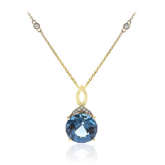 Londonblauer Topas-Goldhalskette