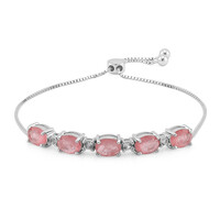 Pinkfarbener Pastell-Quarz-Silberarmband