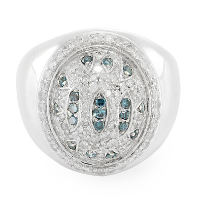 Blauer Diamant-Silberring
