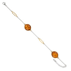 Baltischer Cognac-Bernstein-Silberarmband