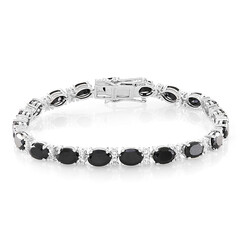 Schwarzer Spinell-Silberarmband