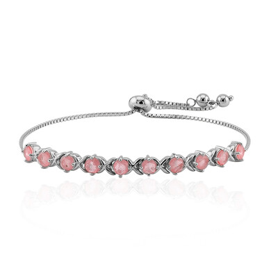 Pinkfarbener Pastell-Quarz-Silberarmband