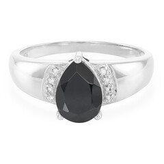 Schwarzer Spinell-Herren-Silberring
