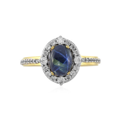 Blauer Stern-Saphir-Silberring