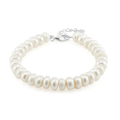 Weiße Süßwasserzuchtperlen-Silberarmband (TPC)