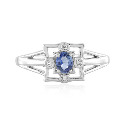 Nicht erhitzter Blauer Ceylon-Saphir-Silberring