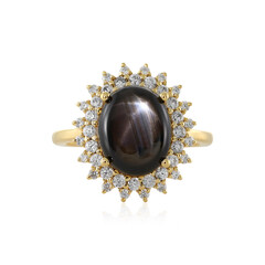 Schwarzer Stern-Saphir-Silberring