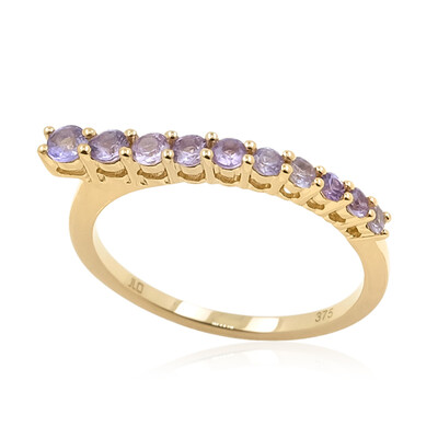 Nicht erhitzter Purpurfarbener Ceylon-Saphir-Goldring