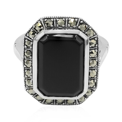 Schwarzer Onyx-Silberring