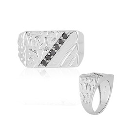 Schwarzer Brillant-Herren-Silberring