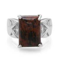 Mahagoni-Obsidian-Silberring