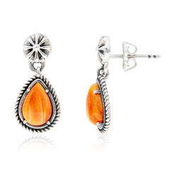 Orange Stachelauster-Silberohrringe (Desert Chic)