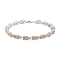 Pfirsichfarbener Pastell-Quarz-Silberarmband
