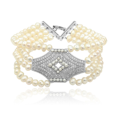 Süßwasserzuchtperlen-Silberarmband