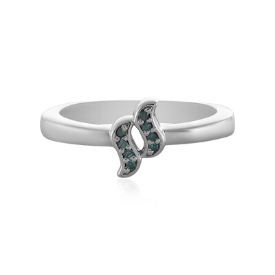 Blauer I2 Diamant-Silberring