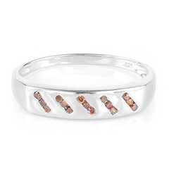 Roter Cognac-Diamant-Silberring