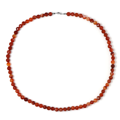 Roter Band-Achat-Silberhalskette