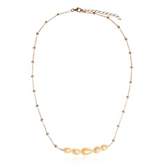 Orange Süßwasserzuchtperlen-Silbercollier (TPC)