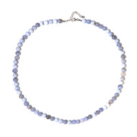Blauer Band-Achat-Silberhalskette